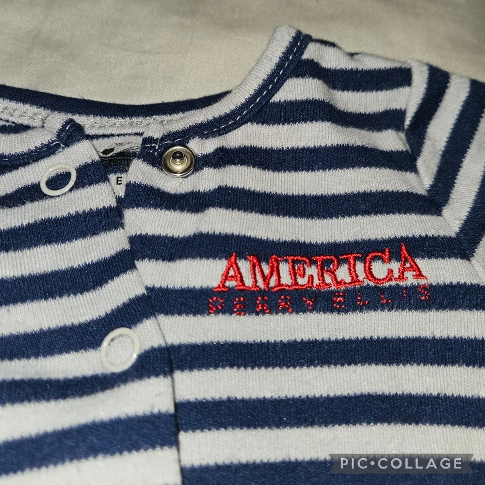 Perry Ellis Infant 3m 2Piece Pj Footed Long Sleeve Sleeper Set Striped Elastic